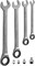 W45508S Набор ключей гаечных комбинированных трещоточных с аксессуарами на держателе, 10-19 мм, 8 предметов W45508S